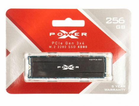 Внутренний SSD Silicon Power 256GB XD80, PCIe 3x4, R/W - 3400/3000 MB/s, (M.2), 2280, TLC 3D NAND