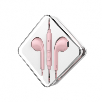 Наушники внутриканальные HOCO M55, Memory sound, микрофон, кнопка ответа, регулятор громкости, кабель 1.2м, цвет: розовый (1/31/310)