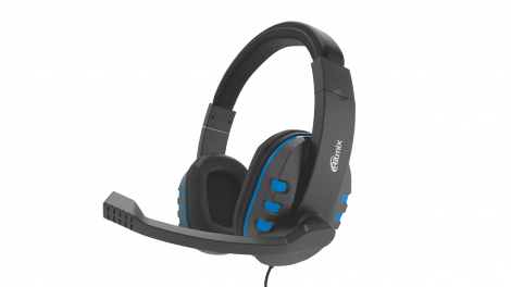 Игровая гарнитура RITMIX RH-555MGamingBlue, полноразмерные, 40 мм, 20-20000 Гц, 32 Ом, 105 дБ ± 3дБ, -58дБ ± 3дБ, 1.8 м ± 0,3м, регулировка громкост