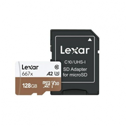 MicroSD 128GB Lexar Class 10 U3 A1 V30 667х + SD адаптер