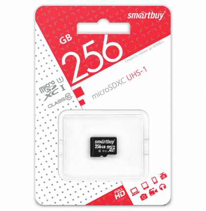 MicroSDXC 256GB Smart Buy Class 10 UHS-I без адаптера