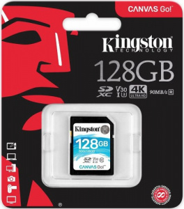 SDXC 128GB Kingston Class 10 UHS-I U3 V30 Canvas Go (90Mb/s)