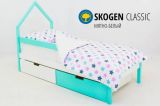 Детская кровать-домик мини Бельмарко "Skogen мятно-белый"