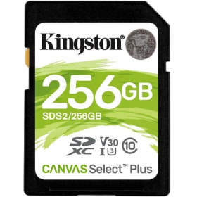 SDXC 256GB Kingston Class 10 UHS-I U3 V10 Canvas Select Plus (100 Mb/s)