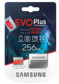 MicroSDXC 256GB Samsung Class 10 Evo Plus U3 (R/W 100/90 MB/s) + SD адаптер