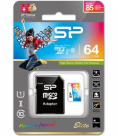 MicroSD 64GB Silicon Power Class 10 Elite UHS-I (R/W 85/15 Mb/s) + SD адаптер