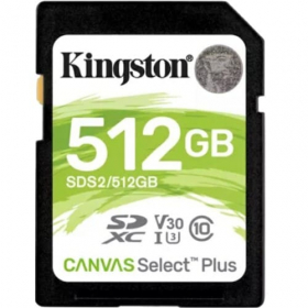 SDXC 512GB Kingston Class 10 UHS-I U3 V10 Canvas Select Plus (100 Mb/s)