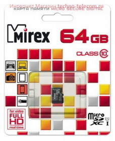 MicroSD 64GB Mirex Class 10 UHS-I без адаптера