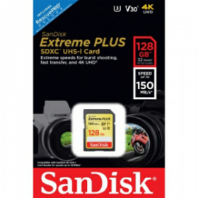 SDXC 128GB SanDisk Class 10 Extreme Plus V30 UHS-I U3 (150 Mb/s)