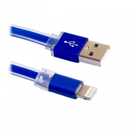 Кабель BLAST BMC-211, USB 2.0 - 8 pin Lightning, для iPhone/iPad/iPod, голубой, плоский, 1 м. (1/20/