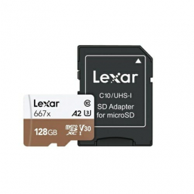 MicroSD 128GB Lexar Class 10 U3 A1 V30 667х + SD адаптер