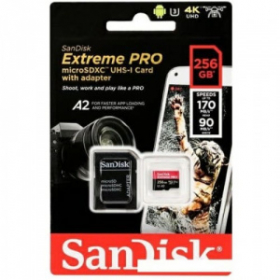 MicroSDXC 256GB SanDisk Class 10 Extreme Pro A2 V30 UHS-I U3 (170 Mb/s) +SD адаптер