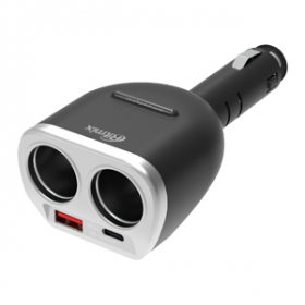 Автомобильное ЗУ RITMIX RM-22XQPD c USB-C и QC 3.0. 2 гнезда автоприкуривателя 12В, 2 порта USB (QC 3.0 (5-20В, до 3А), USB-C), поворот.основ. (1/80)