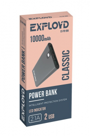 Аккумулятор внешний/Exployd/10000mAh/2 USB/2.1A/металл/серый/Aluminum/Classic/EX-PB-906, шт