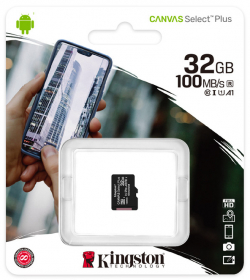 MicroSD 32GB Kingston Class 10 Canvas Select Plus A1 (100 Mb/s) без адаптера